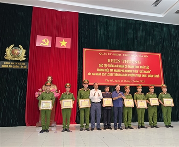 Khen thưởng cho tập thể, cá nhân có thành tích xuất sắc trong điều tra vụ án...